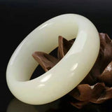 Natural Jade Hand-carved Thick Bracelet, Beauty Jewelry for Women