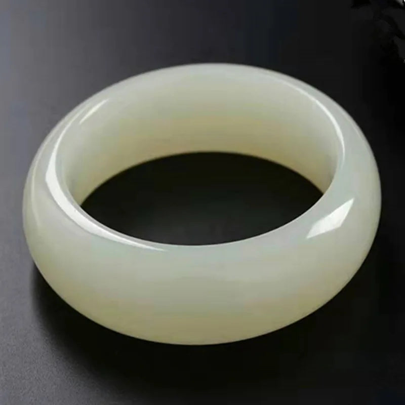Natural Jade Hand-carved Thick Bracelet, Beauty Jewelry for Women