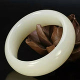 Natural Jade Hand-carved Thick Bracelet, Beauty Jewelry for Women