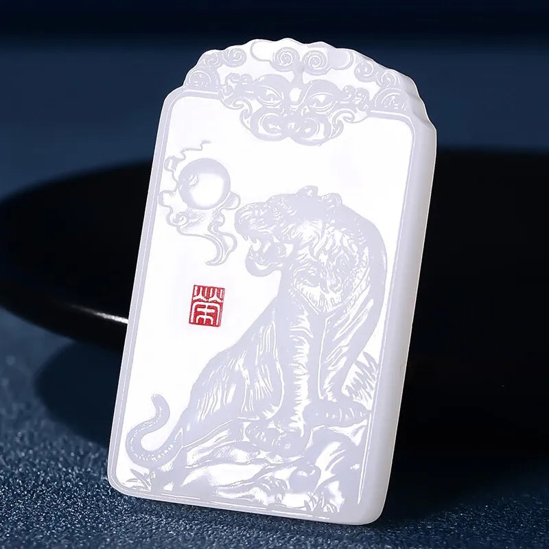 Jade Zodiac Tiger Pendant - Men & Women Tiger Necklace