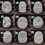 Natural Jade Money Dragon Bat 8 Trigrams Phoenix Pendant Necklace