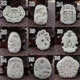 Natural Jade Money Dragon Bat 8 Trigrams Phoenix Pendant Necklace
