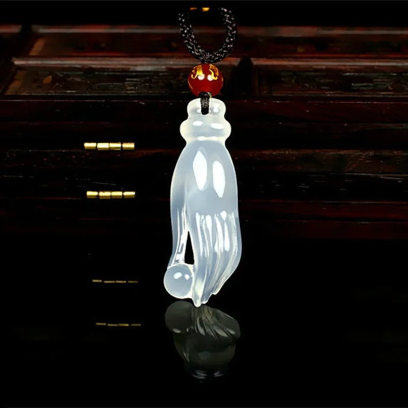 Hand Carved Bergamot Jade Pendant Boutique Jewelry Men's and Women's Necklace
