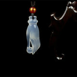 Hand Carved Bergamot Jade Pendant Necklace