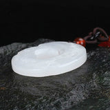 Natural Jade Rune Pendant Necklace Double-Sided Hand-Carved Charm