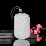 Jade Zodiac Dragon Pendant Necklace Carved Charm Chinese Amulet