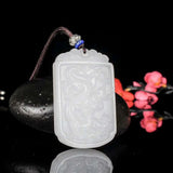 Jade Zodiac Dragon Pendant Necklace Carved Charm Chinese Amulet