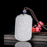 Jade Zodiac Dragon Pendant Necklace Carved Charm Chinese Amulet