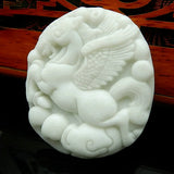 Jade Zodiac Horse Pendant Necklace Chinese Hand-Carved Amulet
