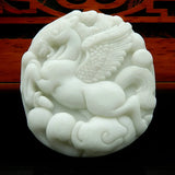 Jade Zodiac Horse Pendant Necklace Chinese Hand-Carved Amulet