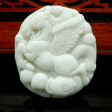 Jade Zodiac Horse Pendant Necklace Chinese Hand-Carved Amulet