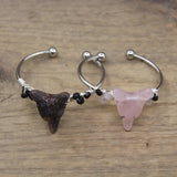 Jade Wolf Head Cuff Bangle Wire Wrap Crystal Gems Quartz Women Bracelet