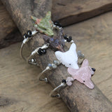 Jade Wolf Head Cuff Bangle Wire Wrap Crystal Gems Quartz Women Bracelet