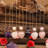 Jade Rose Amethyst Heart Perfume Bottle Necklace
