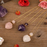 Jade Rose Amethyst Heart Perfume Bottle Necklace