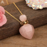Jade Rose Amethyst Heart Perfume Bottle Necklace
