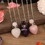 Jade Rose Amethyst Heart Perfume Bottle Necklace