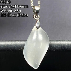 Moonstone Pendant Necklace Natural Light Crystal Silver Jewelry