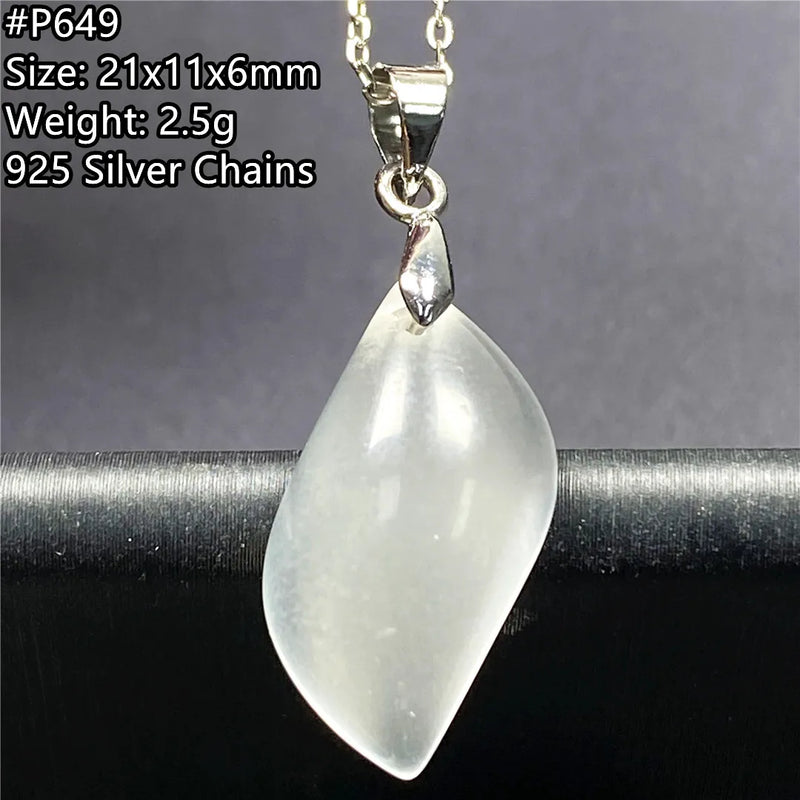 Moonstone Pendant Necklace Natural Light Crystal Silver Jewelry