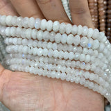 Natural Moonstone Stone Beads 15'' Faceted Rondelle DIY Loose Beads