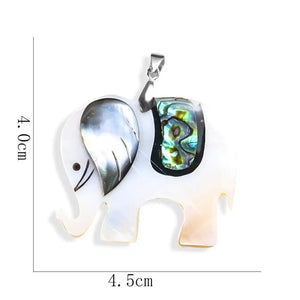 Mother of Pearl Mosaic Abalone Shell Elephant Necklace Pendant