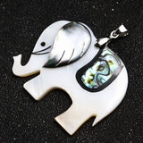 Mother of Pearl Mosaic Abalone Shell Elephant Necklace Pendant