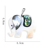 Mother of Pearl Mosaic Abalone Shell Elephant Necklace Pendant