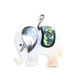 Mother of Pearl Mosaic Abalone Shell Elephant Necklace Pendant