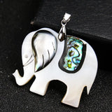 Mother of Pearl Mosaic Abalone Shell Elephant Necklace Pendant