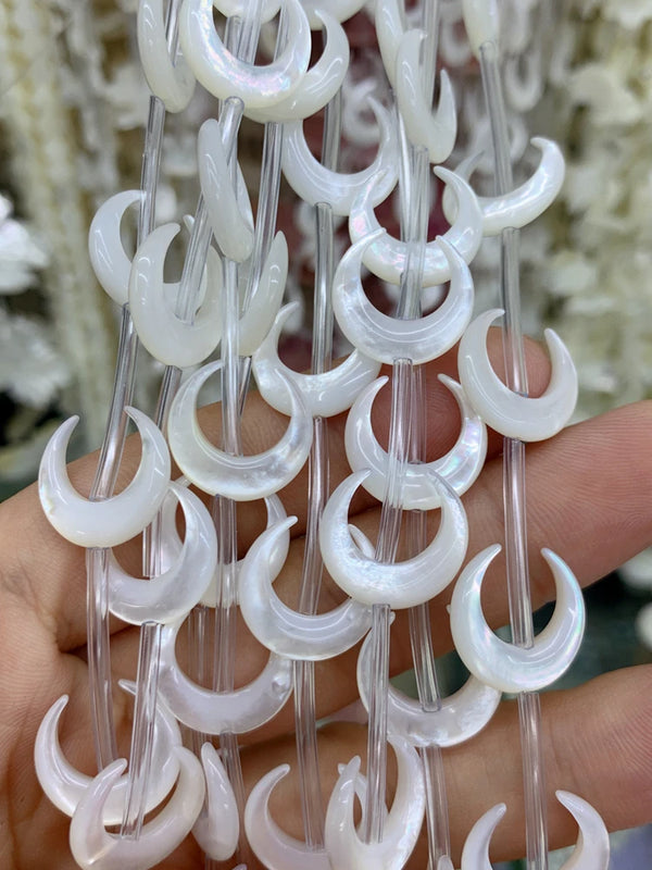 Mother of Pearl Shell Moon Beads for Jewelry Making DIY Bracelet Necklace