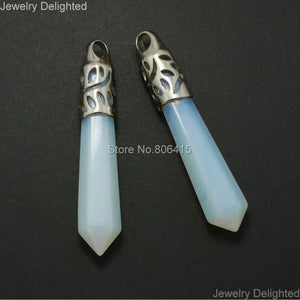 Opal Hexagonal Point Pendant Necklace Earrings Set