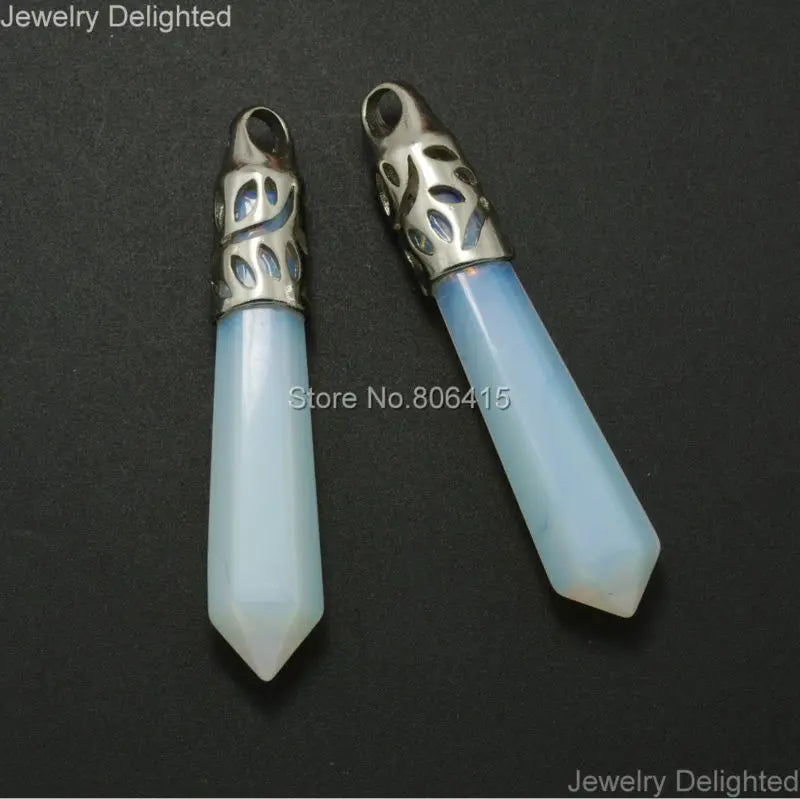 Opal Hexagonal Point Pendant Necklace Earrings Set