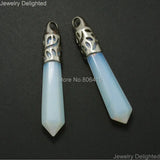 Opal Hexagonal Point Pendant Necklace Earrings Set