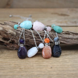 White/Orange Jades Perfume Bottle Pendant Chains Amazonite Lace Agates Charm