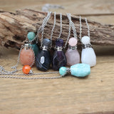 White/Orange Jades Perfume Bottle Pendant Chains Amazonite Lace Agates Charm