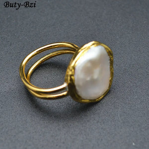 Pearl Plating Circle Metal Rings Party Jewelry