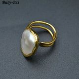 Pearl Plating Circle Metal Rings Party Jewelry