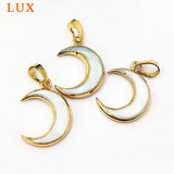Pearl Shell Horn Crescent Pendant with Shell Moon Pendant