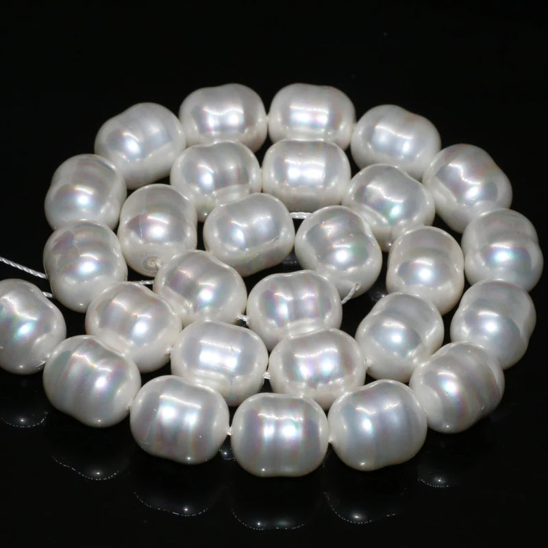 Natural Pearl Shell Irregular Barrel Rice Loose Beads 12*15mm