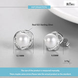 Pearl Stud Earrings 925 Sterling Silver Zircon Earring for Women