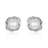 Pearl Stud Earrings 925 Sterling Silver Zircon Earring for Women