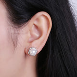Pearl Stud Earrings 925 Sterling Silver Zircon Earring for Women