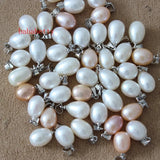 Pink Purple Freshwater Pearl Drop Pendant 925 Silver Necklace