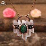 Pink Quartz Point Necklace Druzy Agates Beads Jewelry