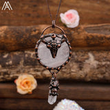 Pink Quartz Point Necklace Druzy Agates Beads Jewelry