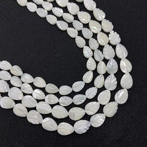 Natural Polished Shell Beads Drop Shape Leaf Charm Necklace Earrings