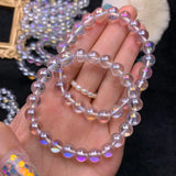 Natural Quartz Rainbow Bracelet Clear Beads Bangle 8mm 10mm AAAAA