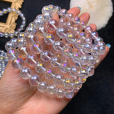 Natural Quartz Rainbow Bracelet Clear Beads Bangle 8mm 10mm AAAAA