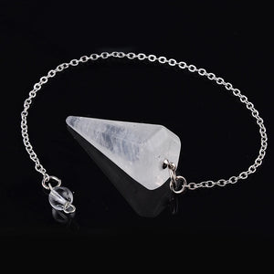 Rock Crystal Hexagon Pyramid Reiki Pendulum Pendant Charms Women Chakra Amulet