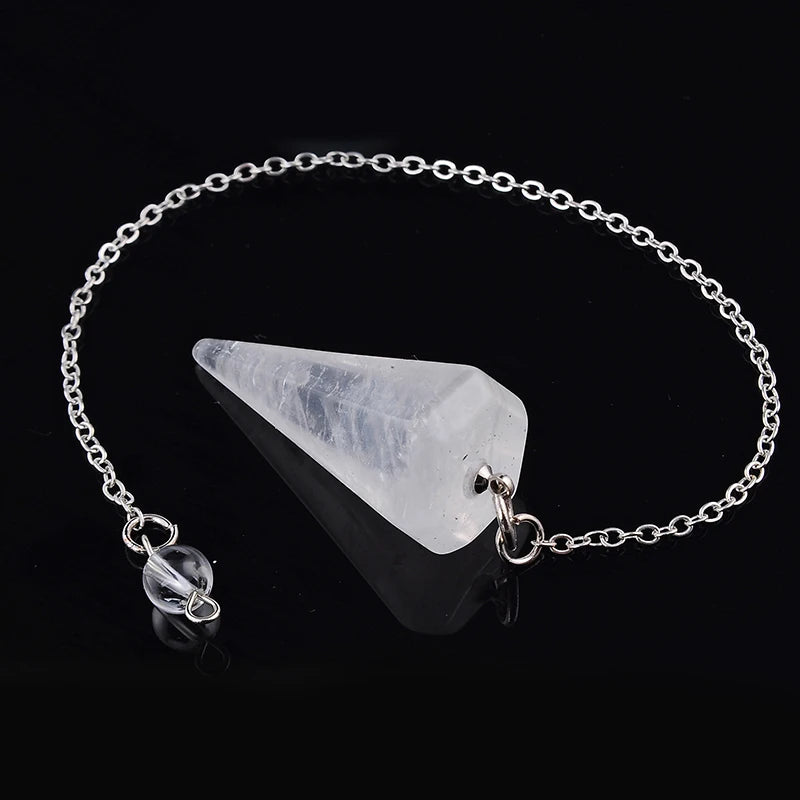 Rock Crystal Hexagon Pyramid Reiki Pendulum Pendant Charms Women Chakra Amulet